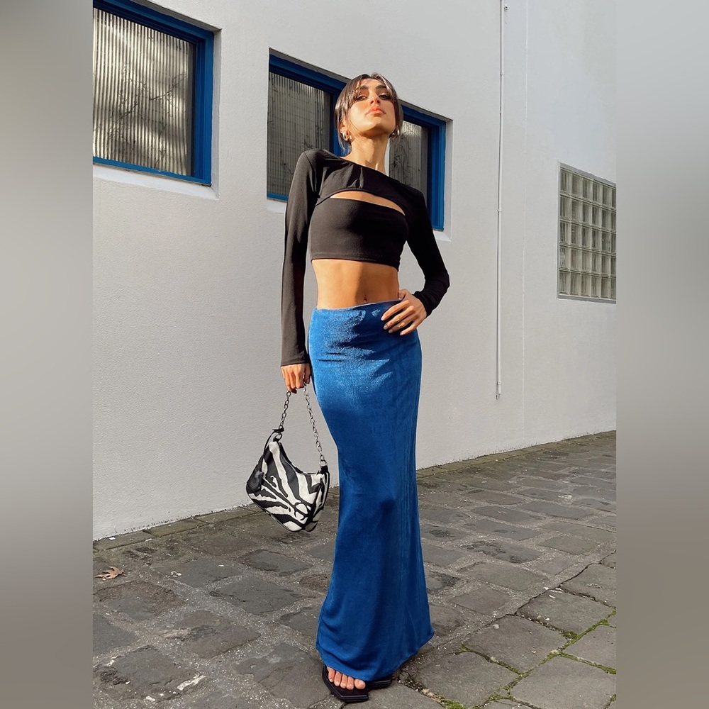 Princess Polly Harriette Maxi Skirt Blue